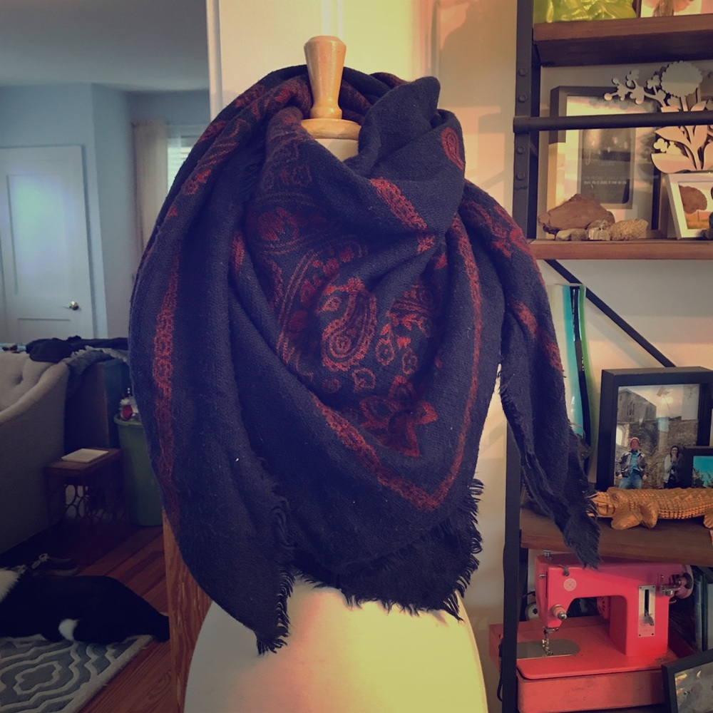 Paisley print blanket scarf